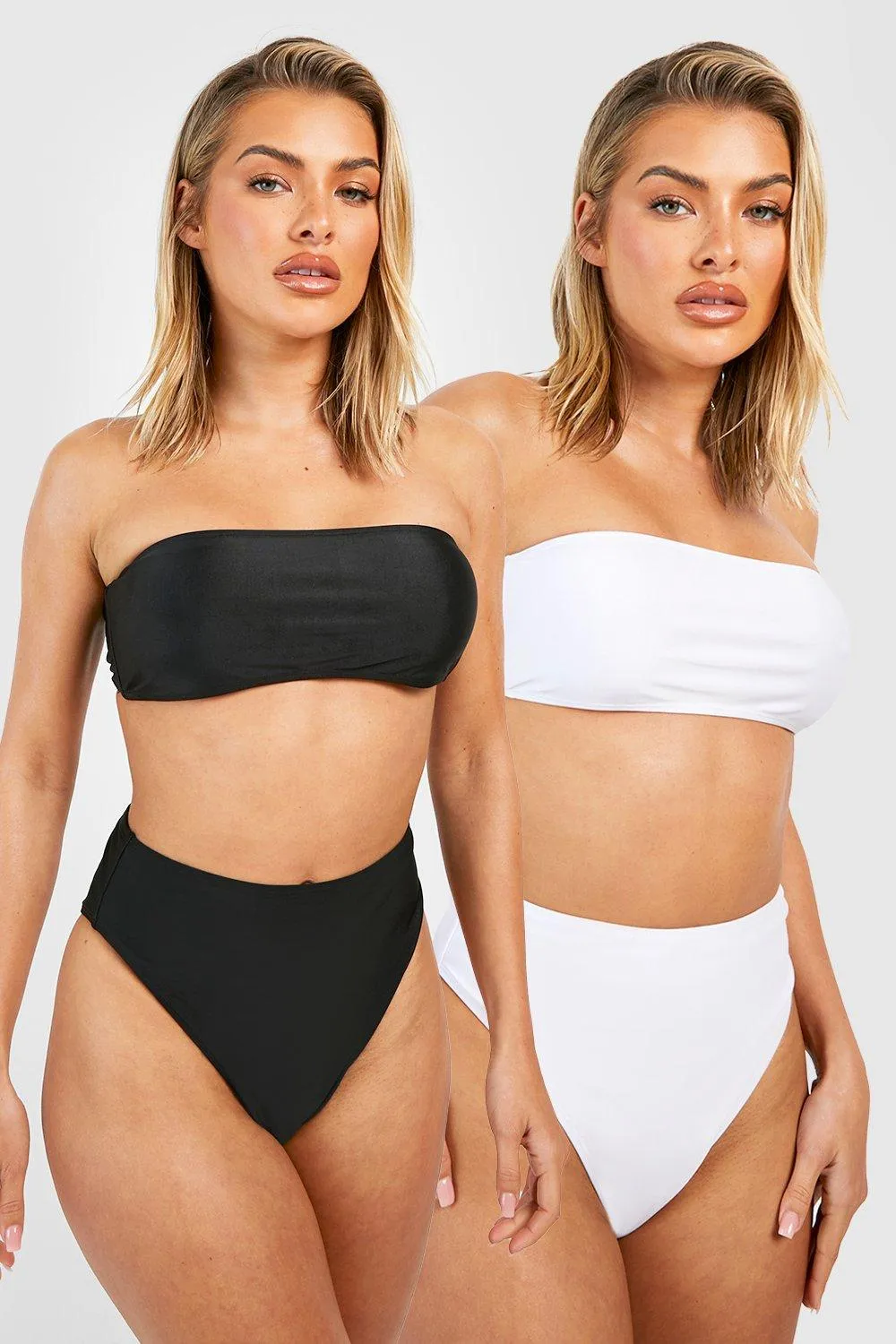 2 Pack Bandeau High Waist Bikini Set