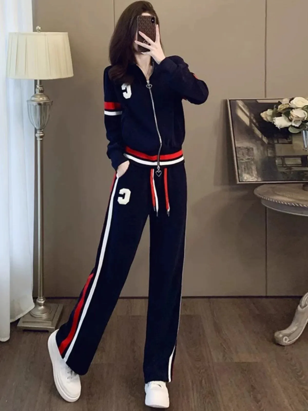 2024 Autumn New European Fashion Brand Suit Fashionable Age-Reducing Jacket Top Casual Sports Pants Two-piece Set Women's Clothi