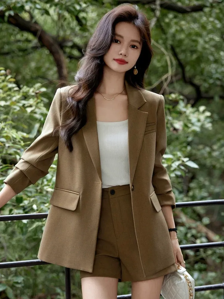 2024 new spring and autumn suit jacket, women's shorts suit, casual temperament, professional suit, high-end, capable and fashio