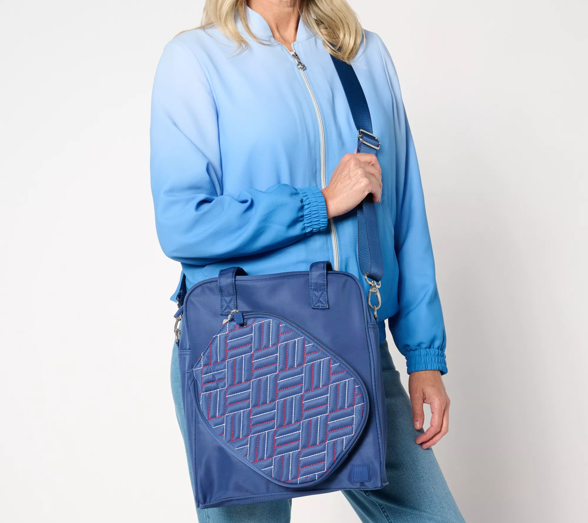 "As Is" IHKWIP Quilted Pickleball Tote with Crossbody Strap