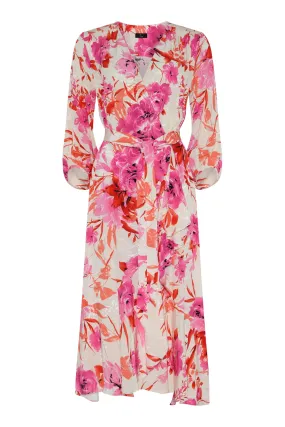 78654- Floral Print Wrap Dress - Tia