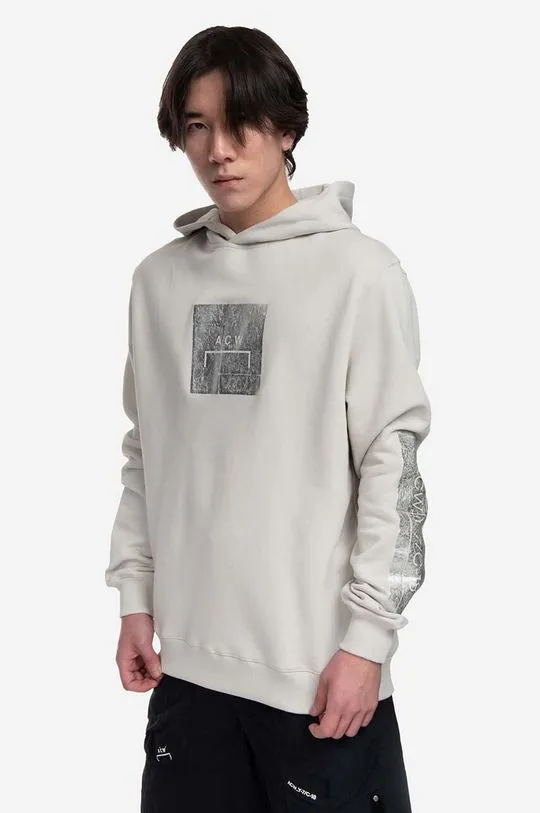 A-COLD-WALL* cotton sweatshirt Foil Grid Hoodie men's beige color