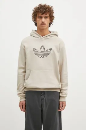 adidas Originals cotton sweatshirt Outline Hoodie men's beige color hooded with a print JJ1505