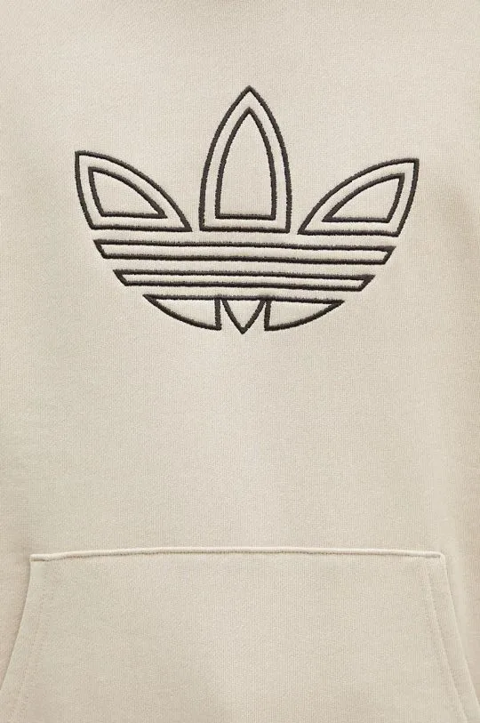 adidas Originals cotton sweatshirt Outline Hoodie men's beige color hooded with a print JJ1505