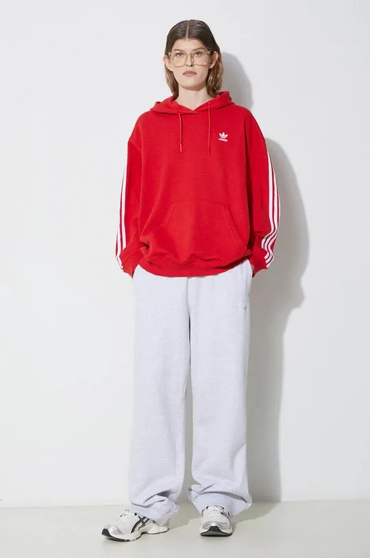 adidas Originals sweatshirt 3-Stripes Hoodie OS women's red color IN8397