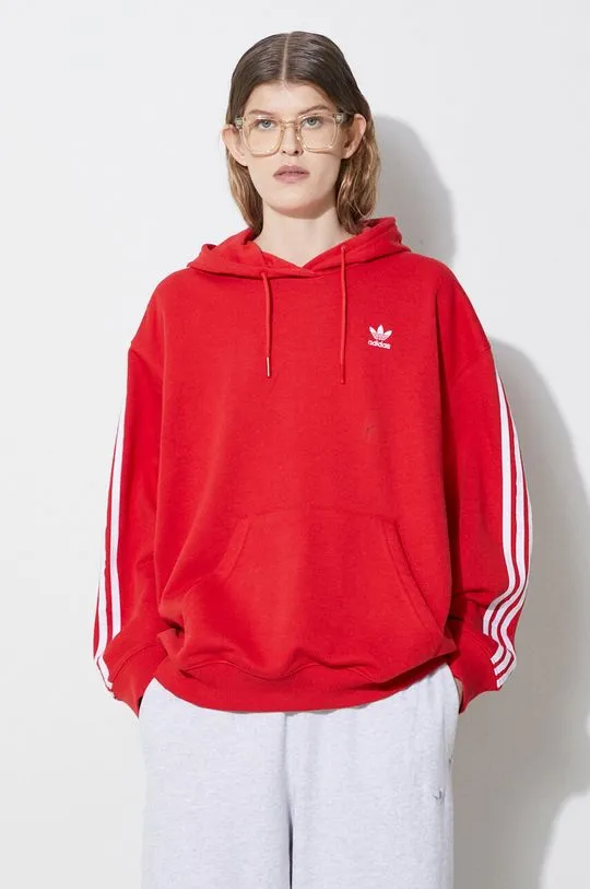 adidas Originals sweatshirt 3-Stripes Hoodie OS women's red color IN8397