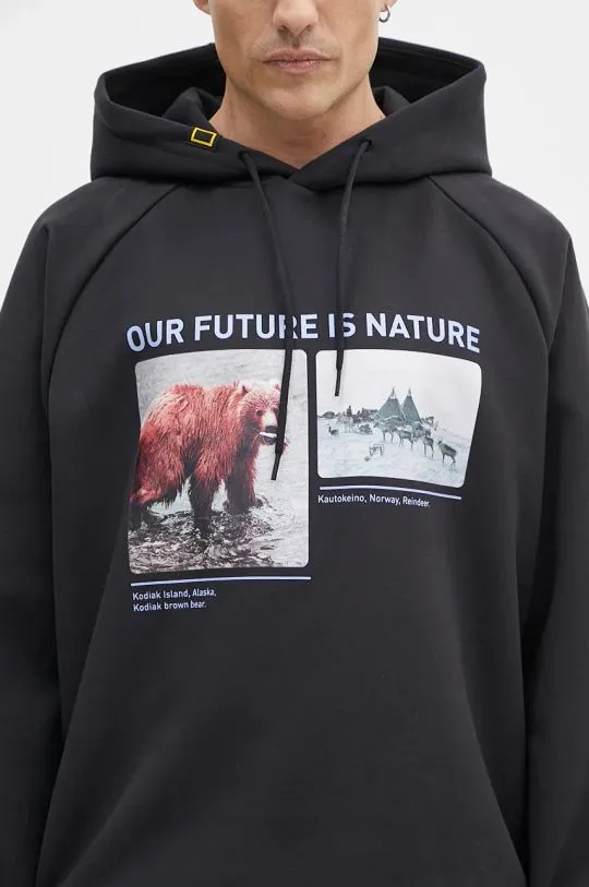 adidas sweatshirt Nattional Geographic Aerordy Hoodie men's black color hooded with a print JJ4358