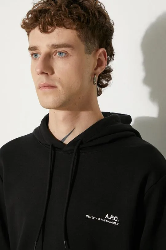 A.P.C. cotton sweatshirt Hoodie Item men's black color