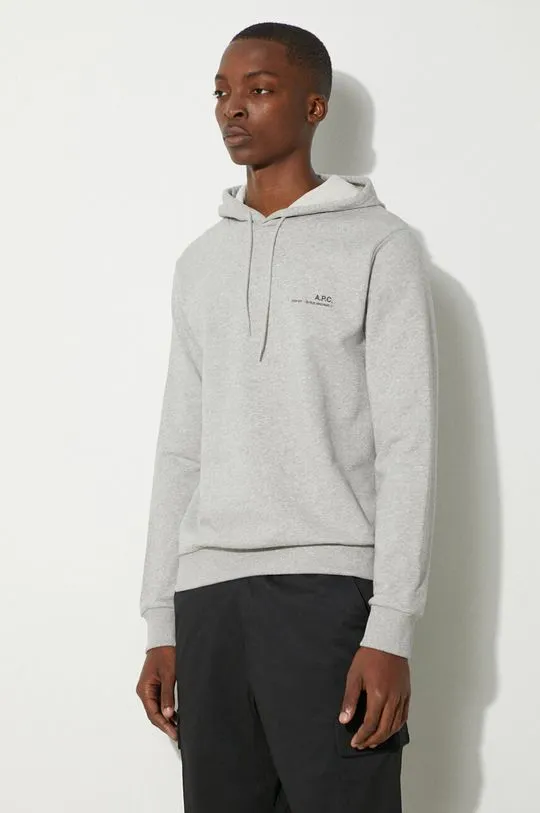 A.P.C. cotton sweatshirt Hoodie Item men's gray color