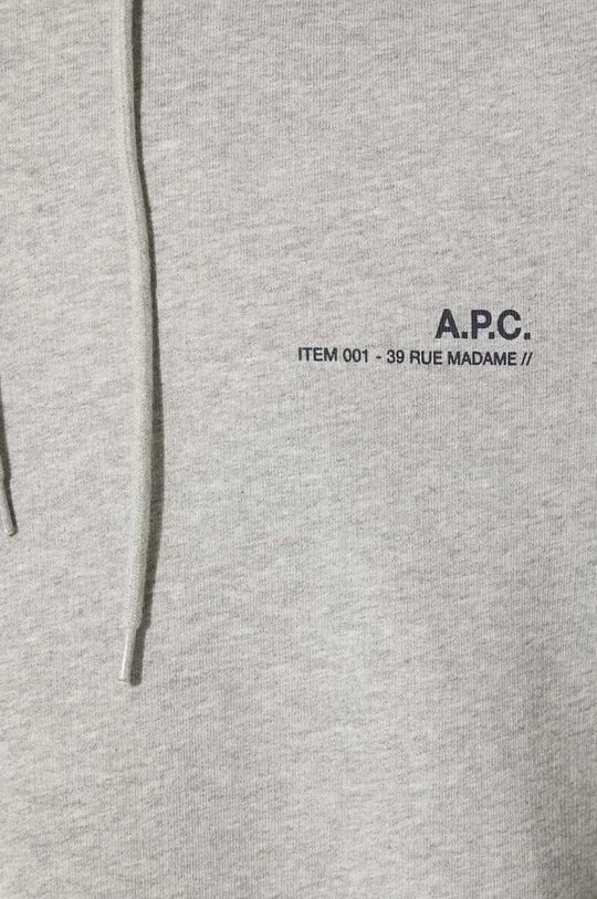 A.P.C. cotton sweatshirt Hoodie Item men's gray color