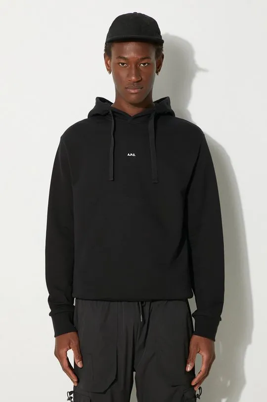 A.P.C. cotton sweatshirt Hoodie Larry men's black color