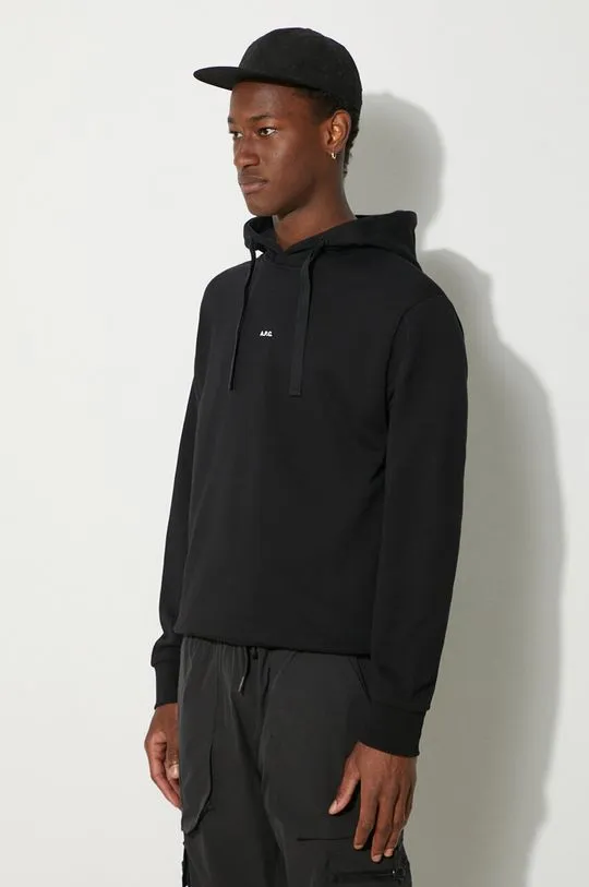 A.P.C. cotton sweatshirt Hoodie Larry men's black color