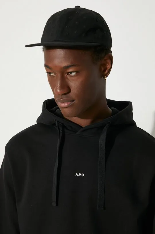 A.P.C. cotton sweatshirt Hoodie Larry men's black color