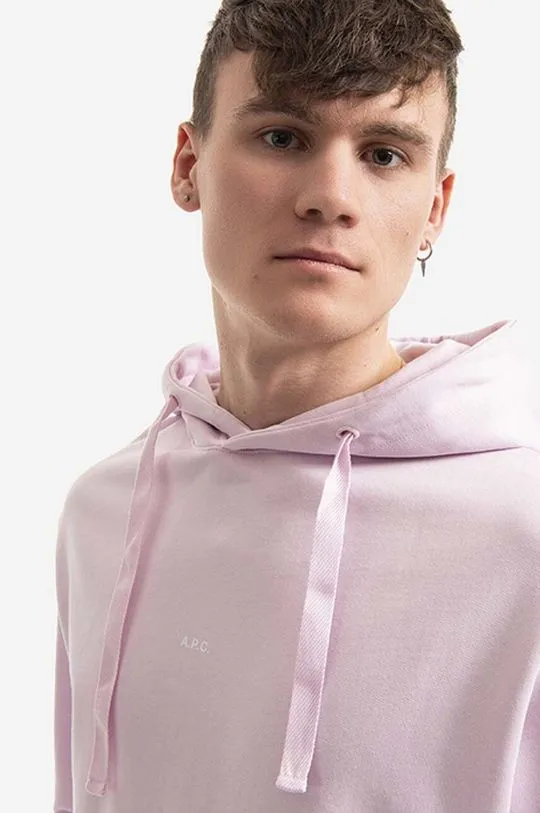 A.P.C. cotton sweatshirt Hoodie Larry men's pink color