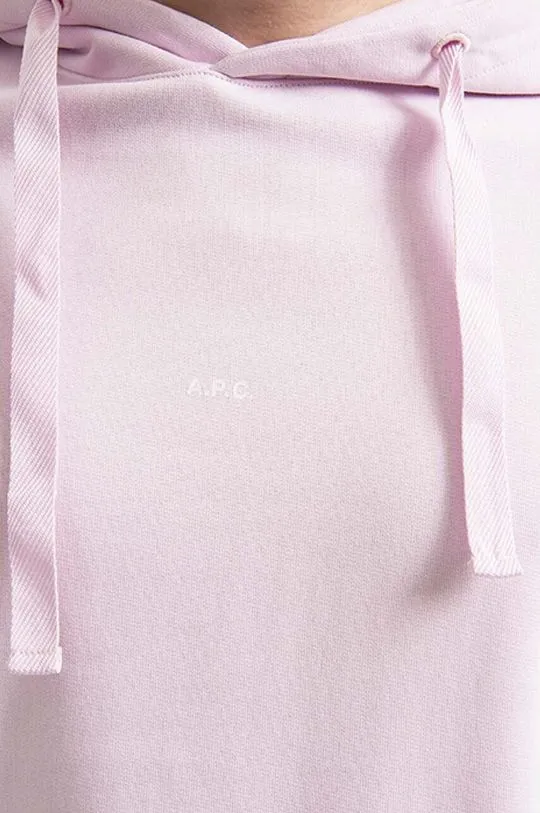 A.P.C. cotton sweatshirt Hoodie Larry men's pink color