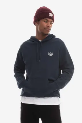 A.P.C. cotton sweatshirt Hoodie Marvin COEZD-H27733 BLACK navy blue color