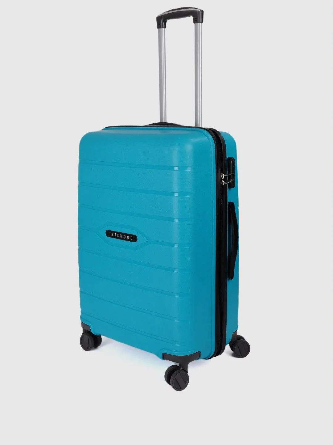 Aqua Blue Textured Hard-Sided Cabin Trolley Suitcase