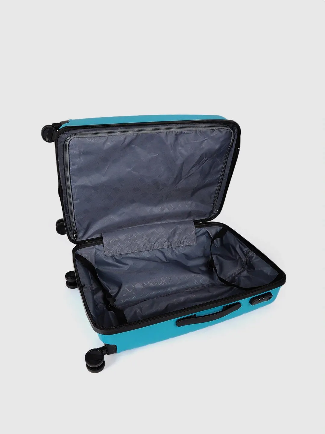 Aqua Blue Textured Hard-Sided Cabin Trolley Suitcase