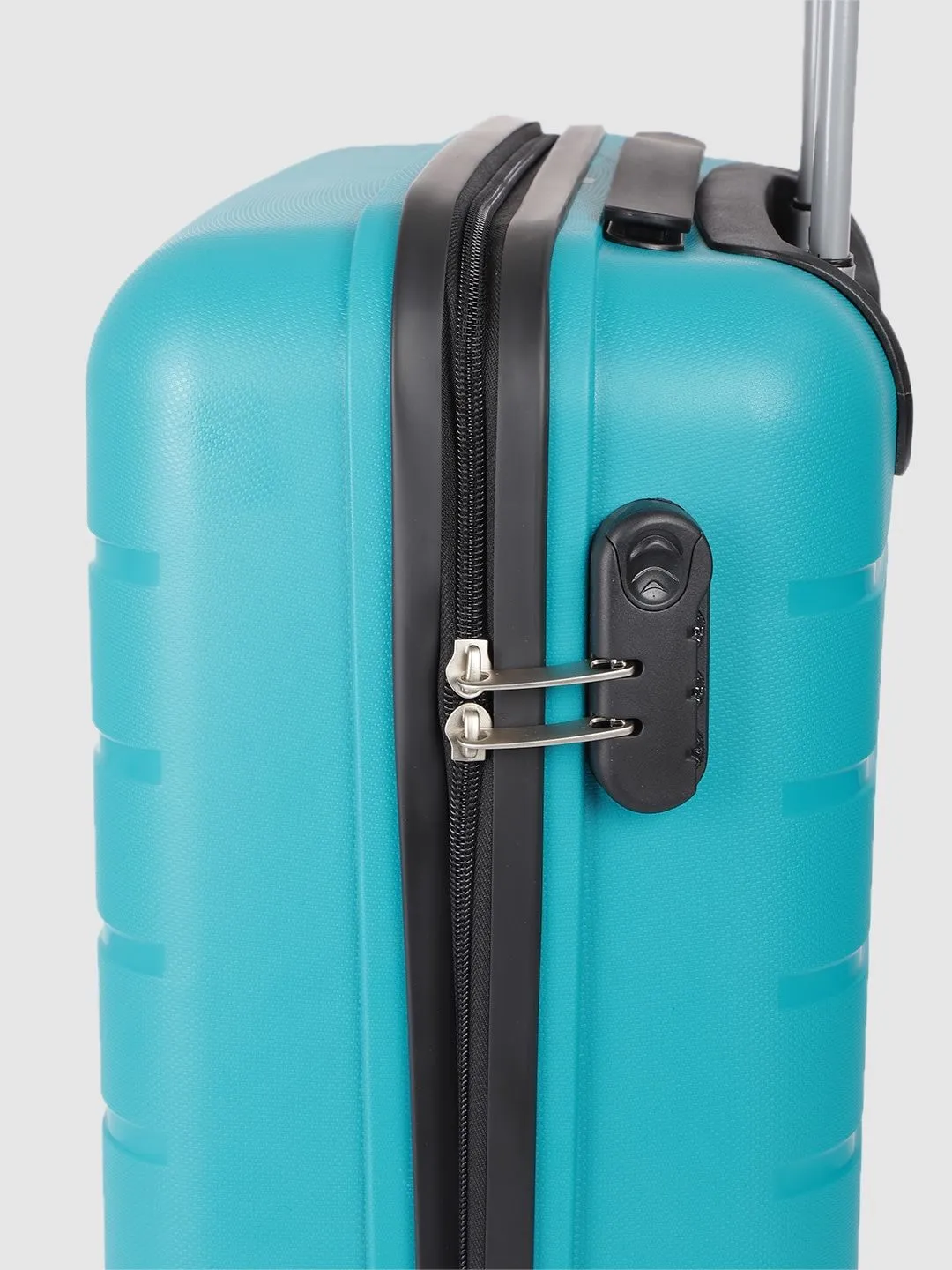 Aqua Blue Textured Hard-Sided Cabin Trolley Suitcase