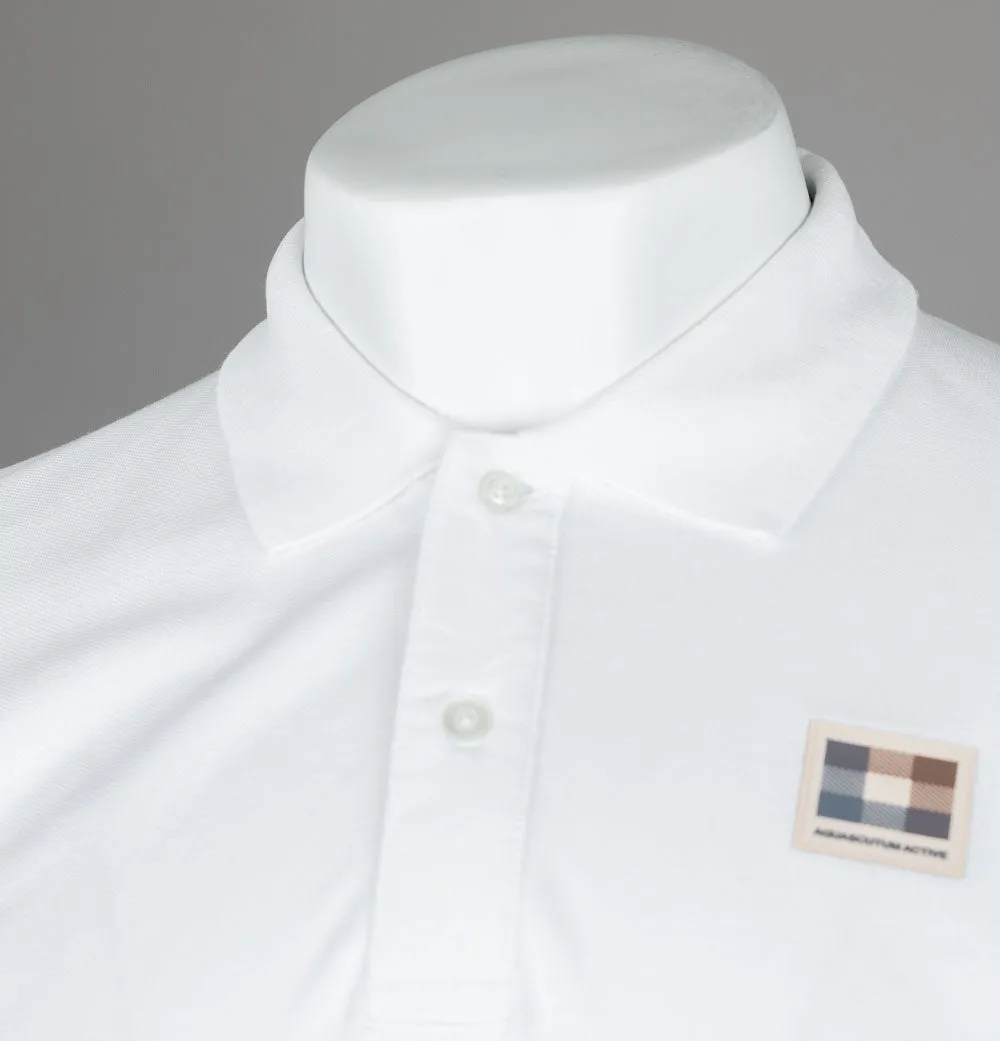 Aquascutum Check Patch Polo Shirt White