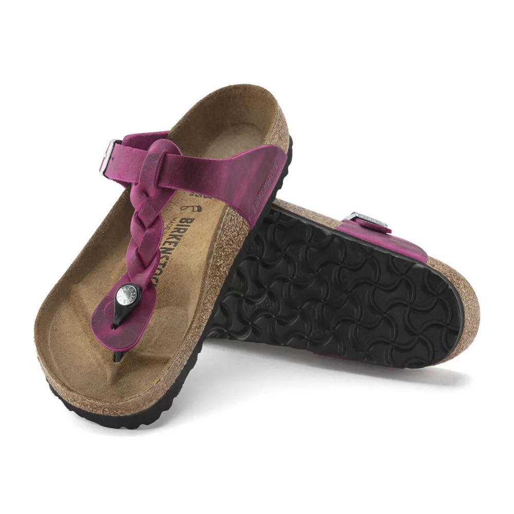 Birkenstock Gizeh Braid Festival Fuchsia Oiled Leather Women’s Sandals (Regular)