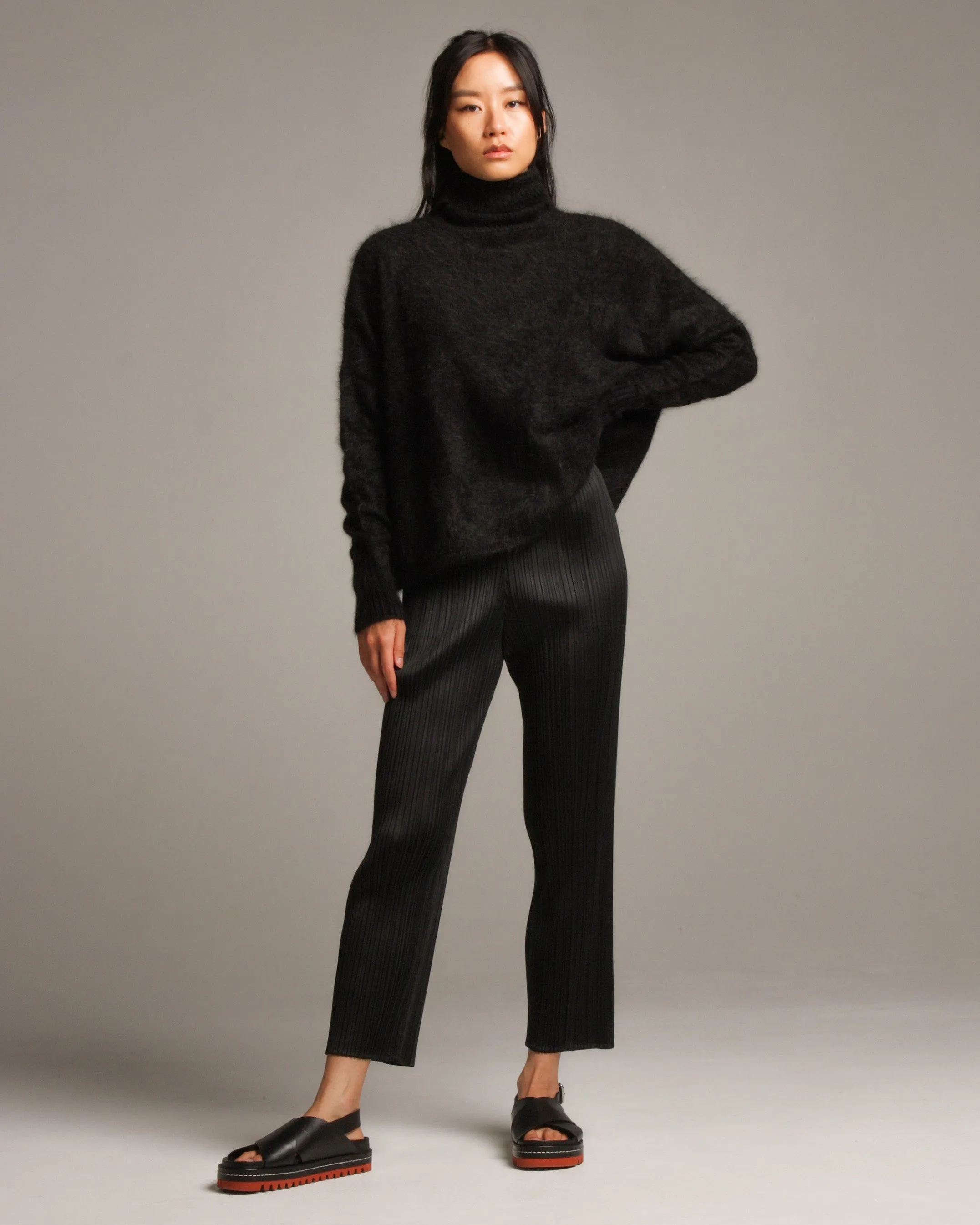 Black Angora Shaggy Pullover