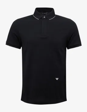 Black Logo Embroidery Polo T-Shirt