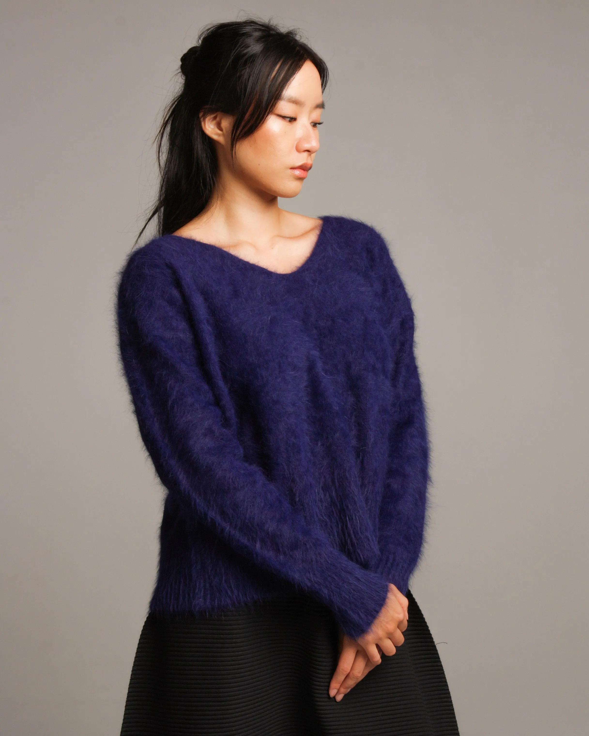 Blue Angora Shaggy Pullover