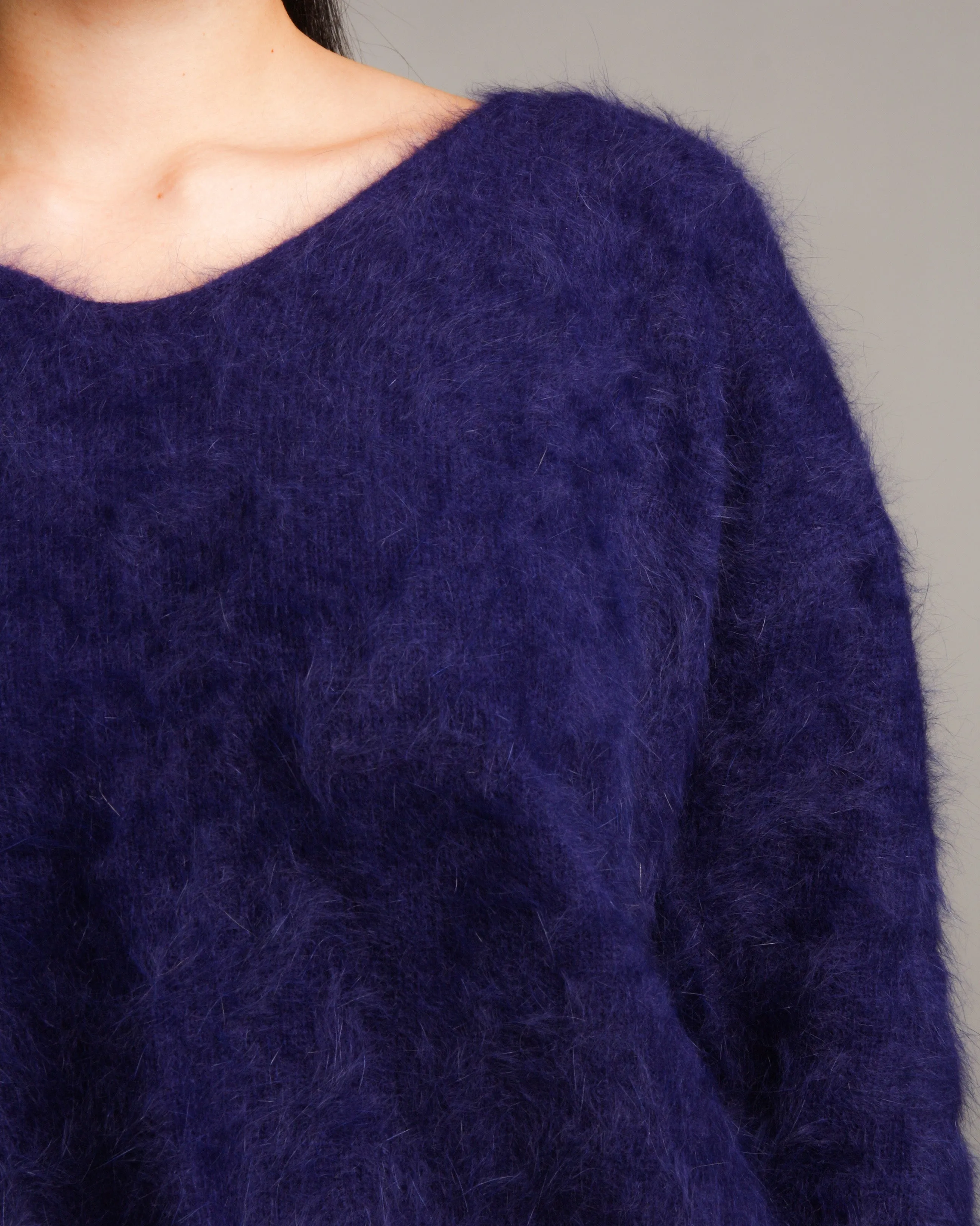 Blue Angora Shaggy Pullover