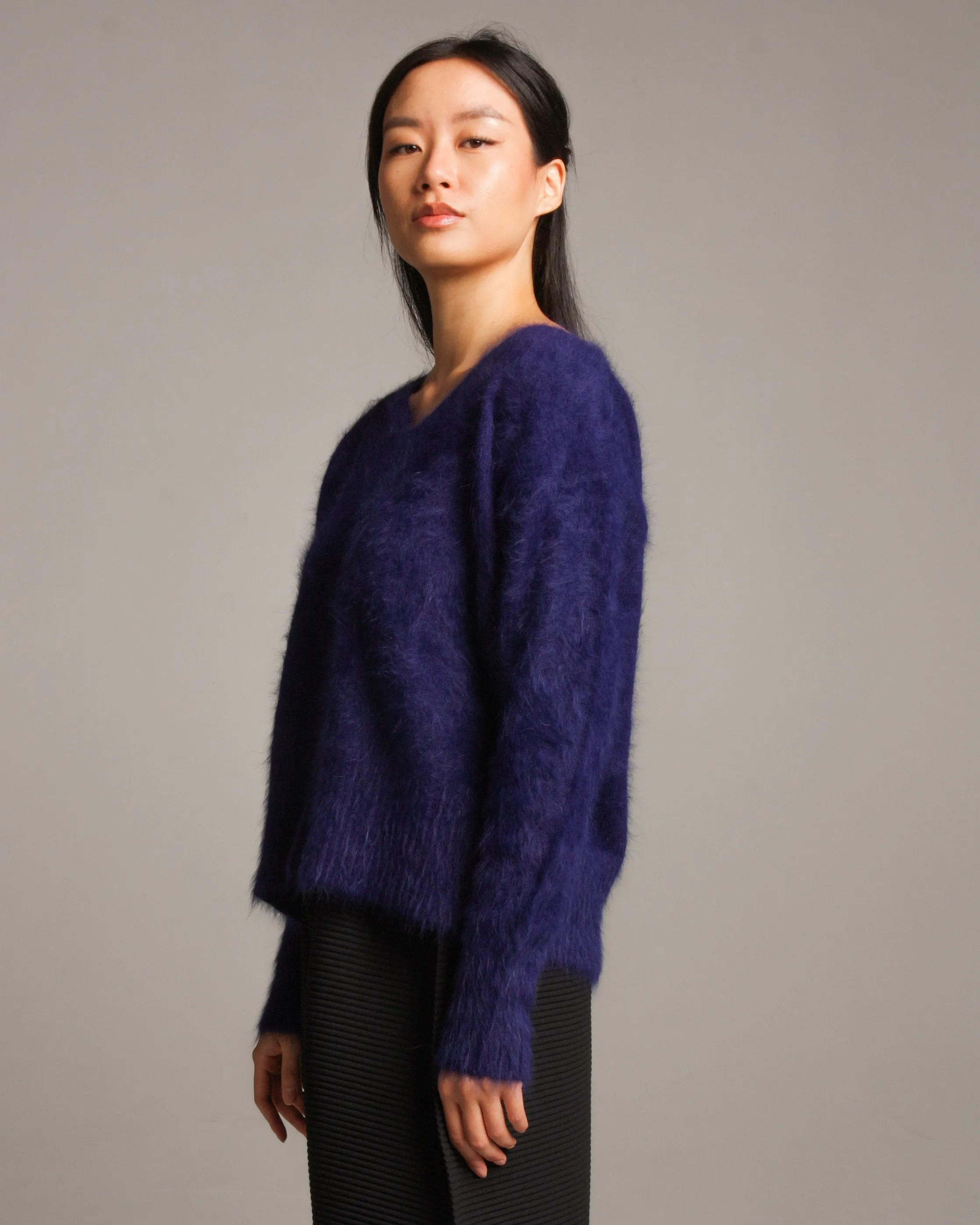 Blue Angora Shaggy Pullover