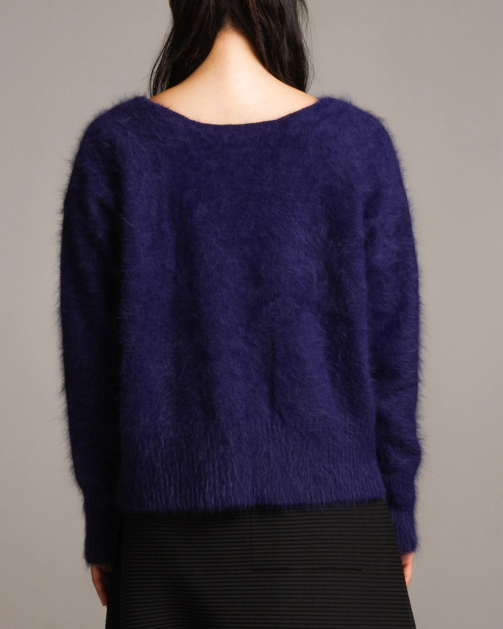 Blue Angora Shaggy Pullover