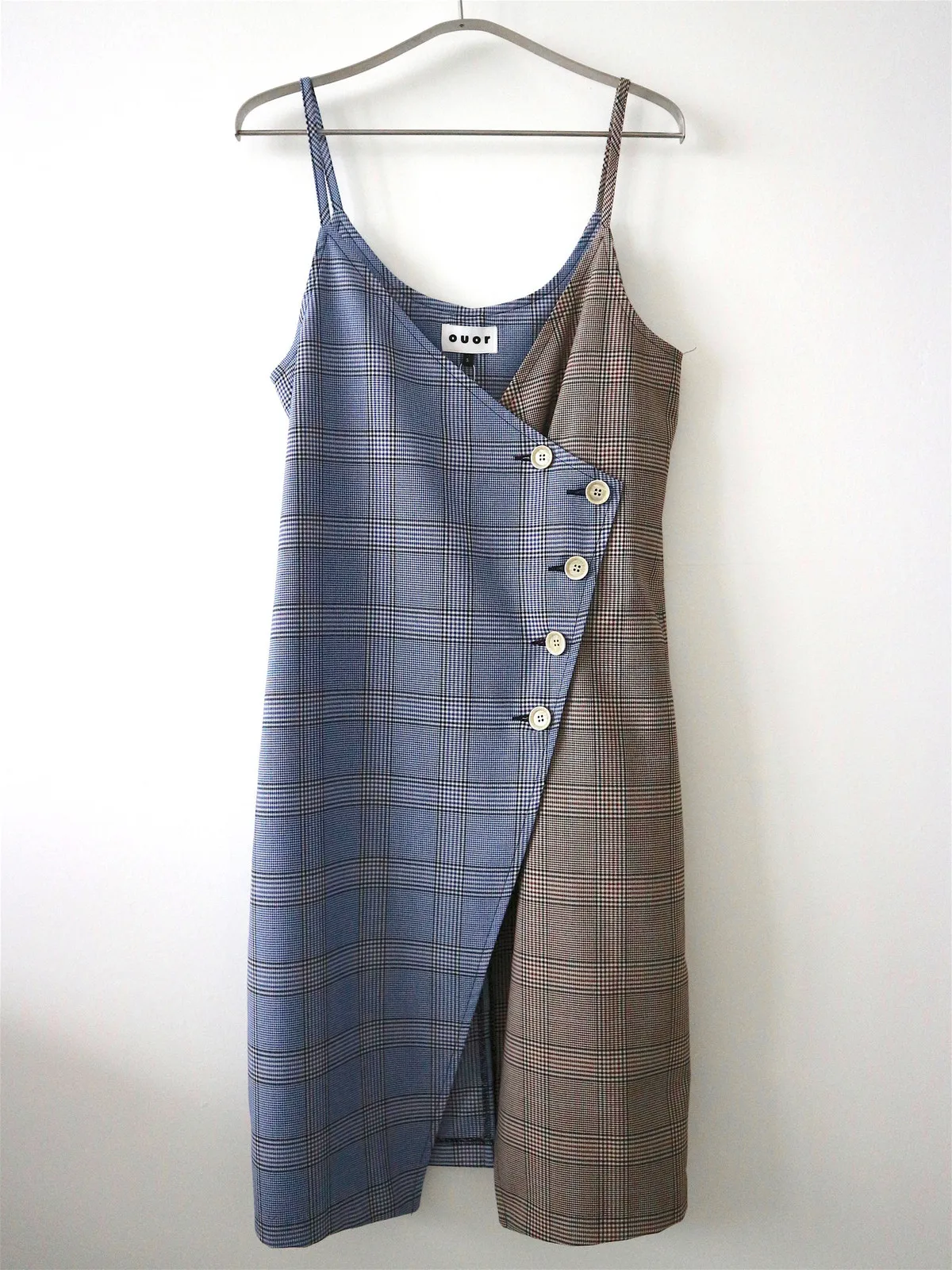 Bridge Wrap Slip Dress - Blue/Brown Check