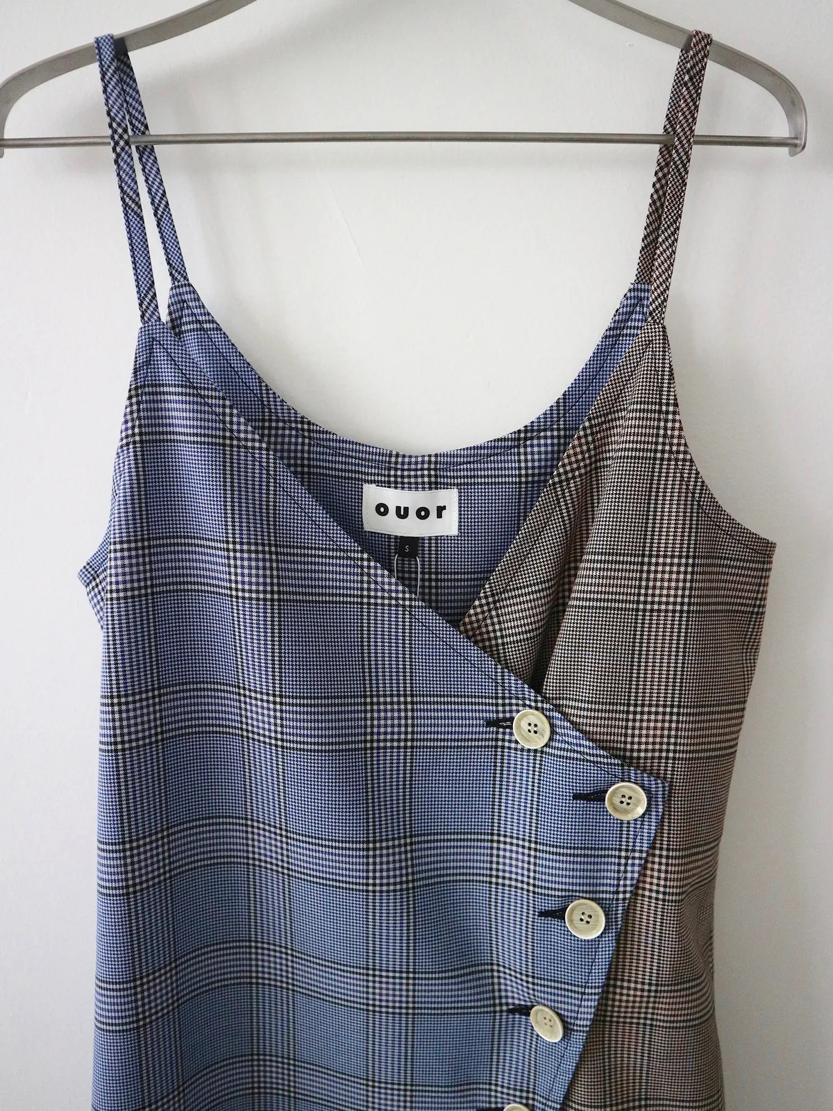 Bridge Wrap Slip Dress - Blue/Brown Check