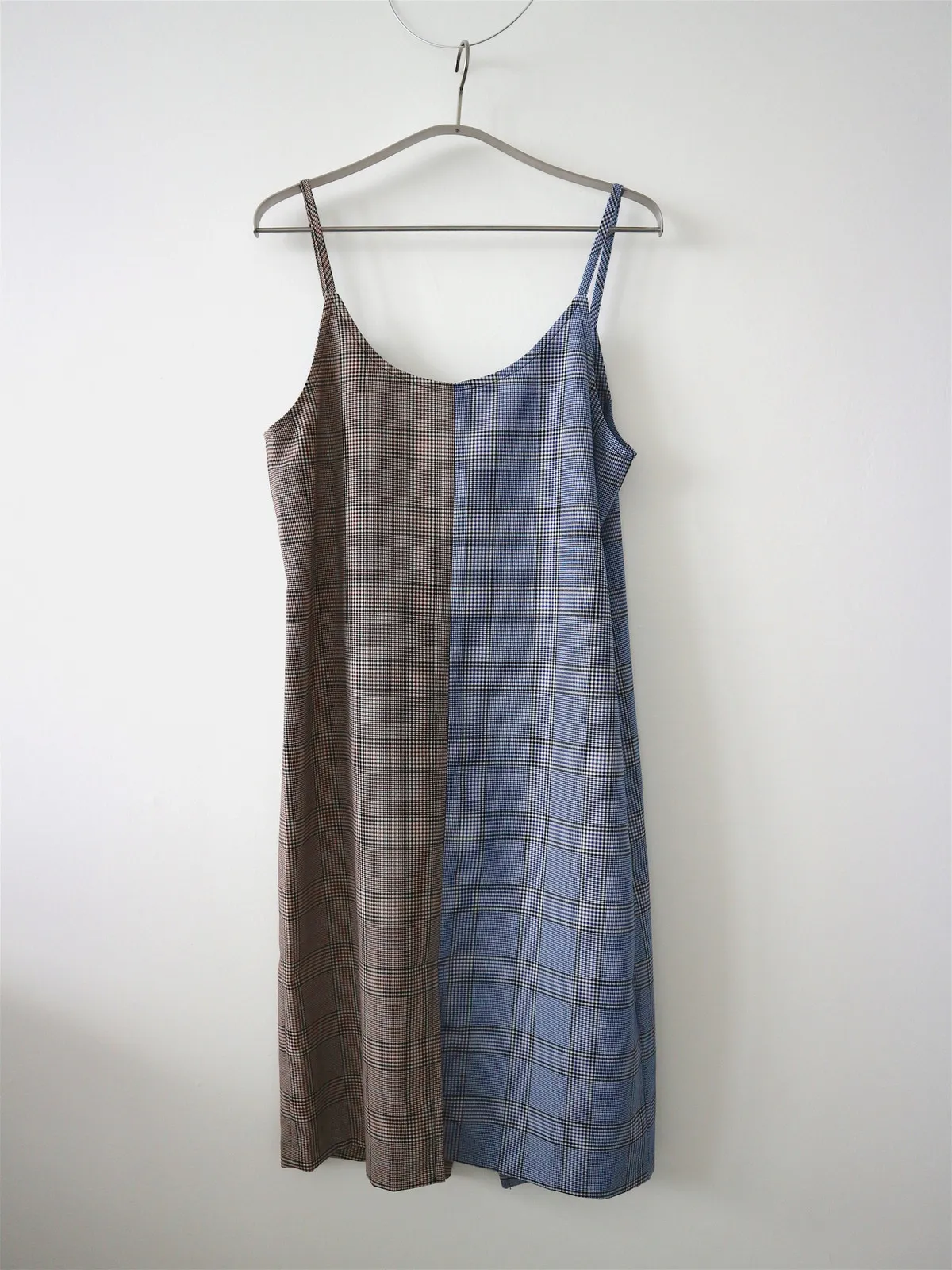 Bridge Wrap Slip Dress - Blue/Brown Check