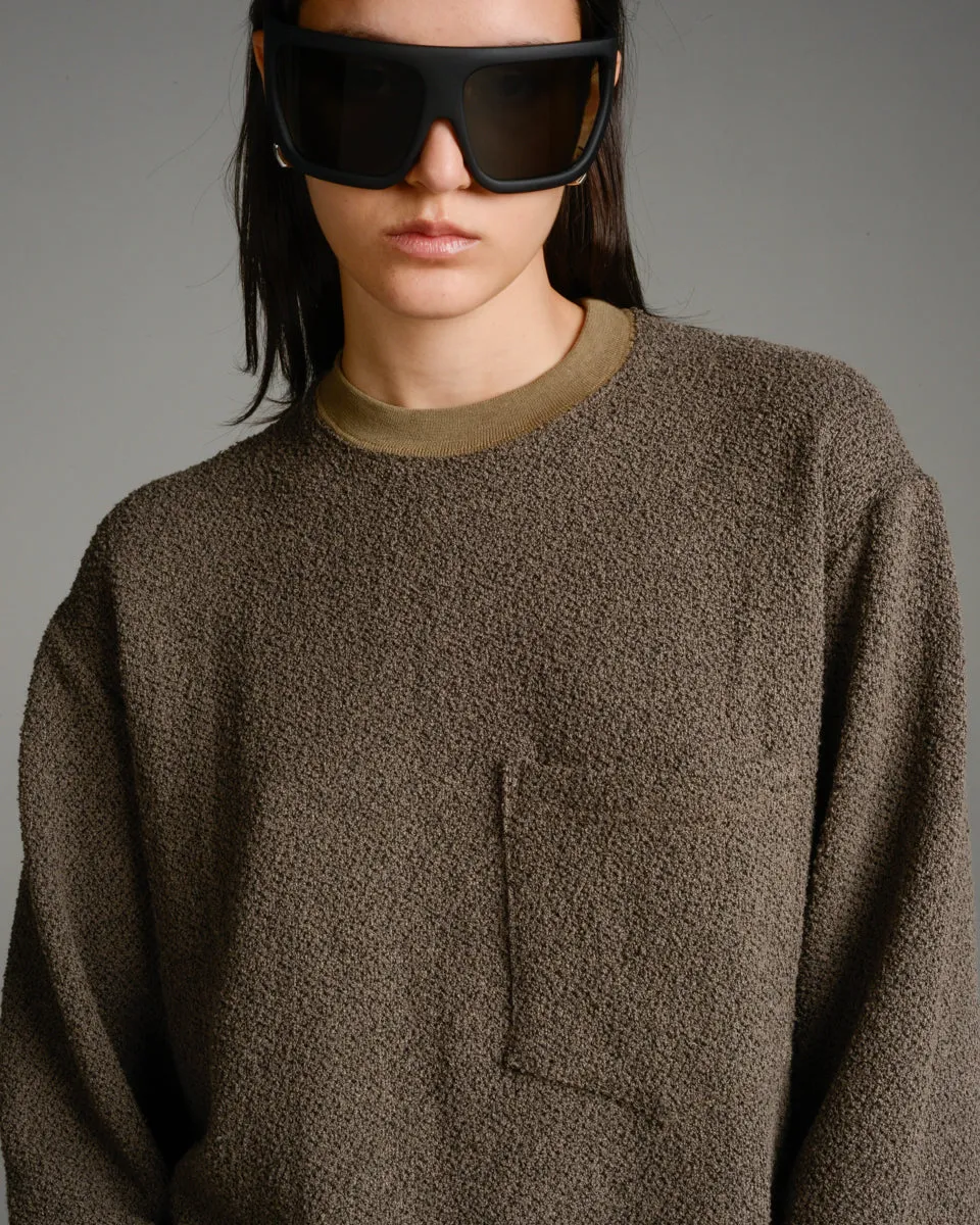 Brown Cropped Towelling Pullover