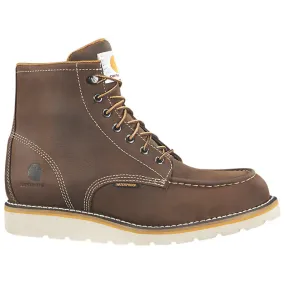 CARHARTT WATERPROOF 6 MOC TOE WEDGE BOOT 13M DARK BROWN OILED TANNED