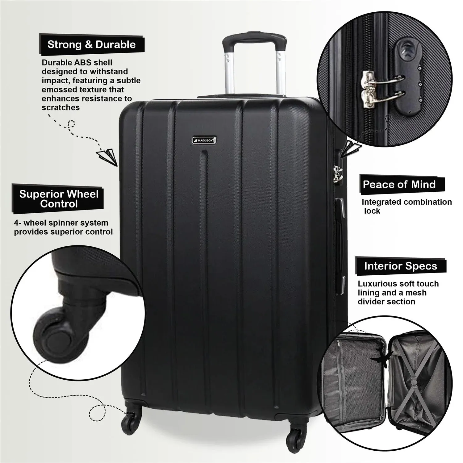 Castleberry Large Hard Shell Black Suitcase