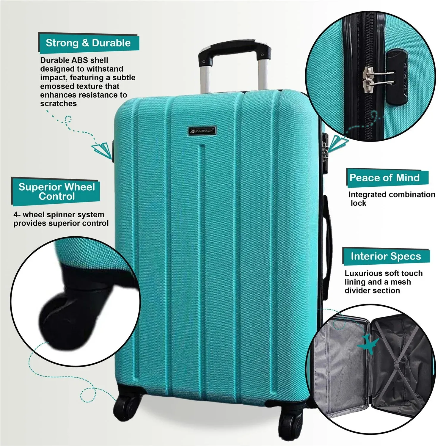 Castleberry Large Hard Shell Teal Suitcase