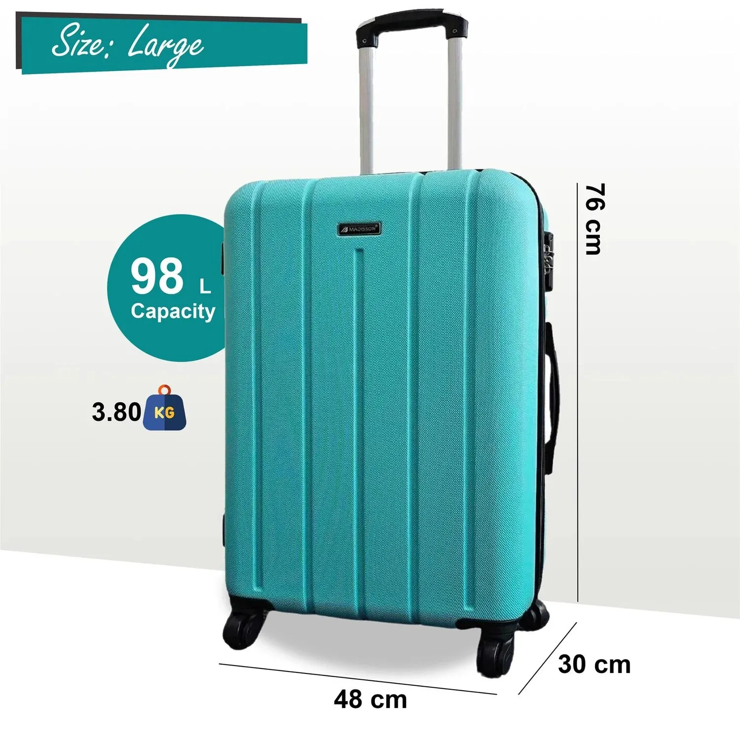 Castleberry Large Hard Shell Teal Suitcase