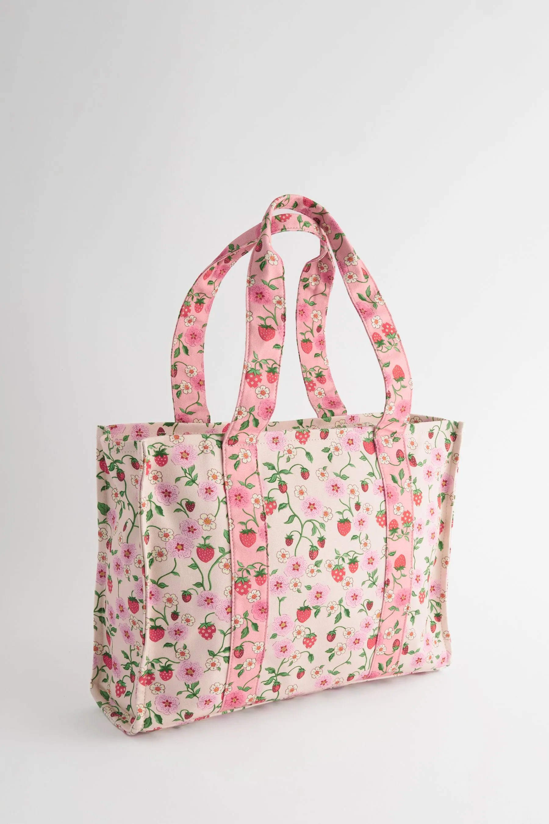 Cath Kidston Ecru/Pink Floral Print Large Bonded Tote