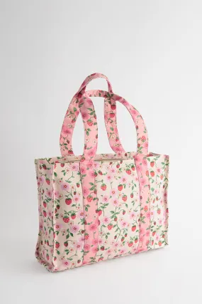 Cath Kidston Ecru/Pink Floral Print Large Bonded Tote