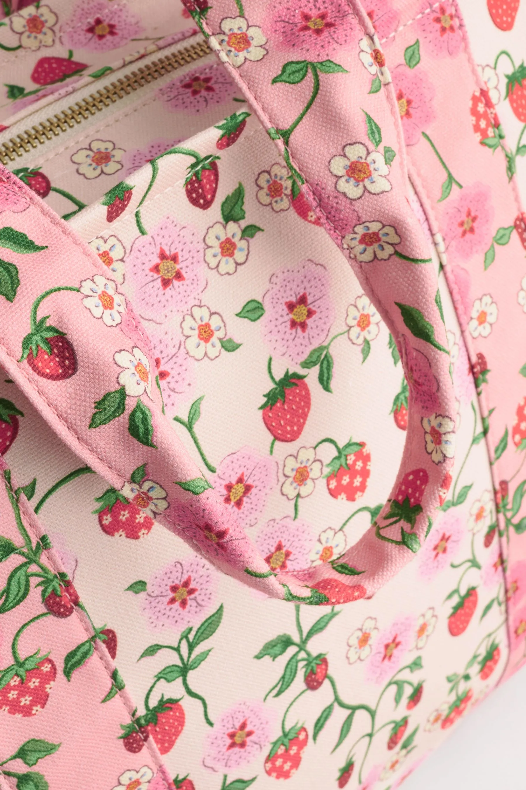 Cath Kidston Ecru/Pink Floral Print Large Bonded Tote