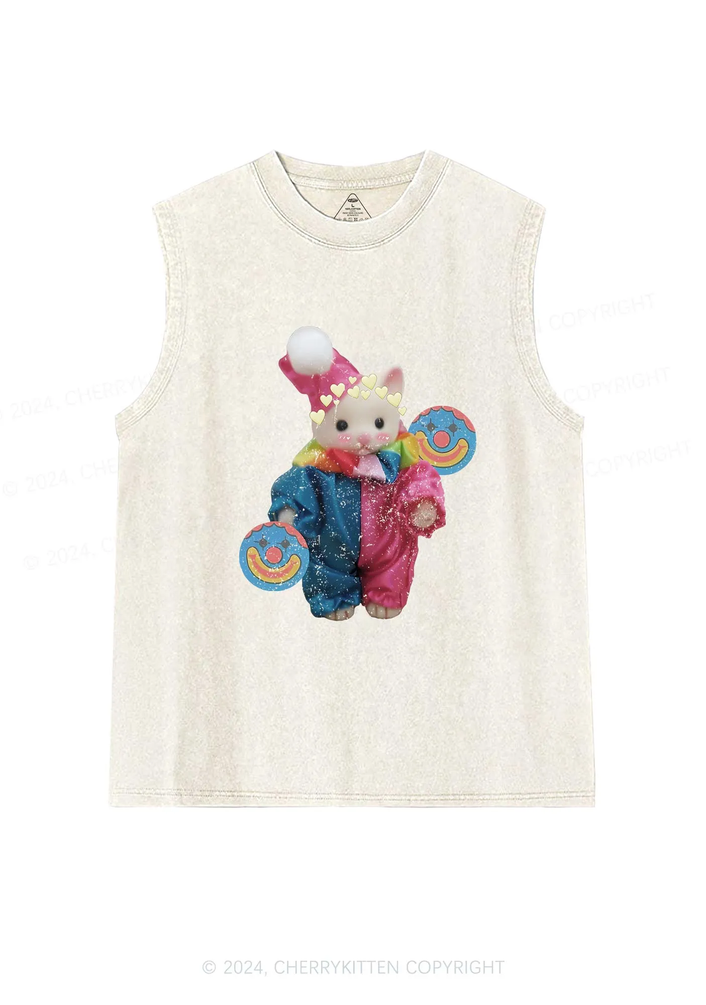 Chat Clown Y2K Washed Tank Cherrykitten