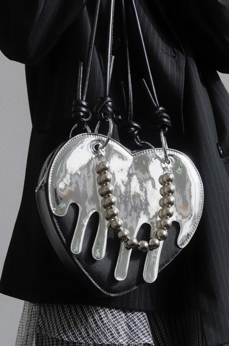 Chrome Liquid Heart-Shaped Bag