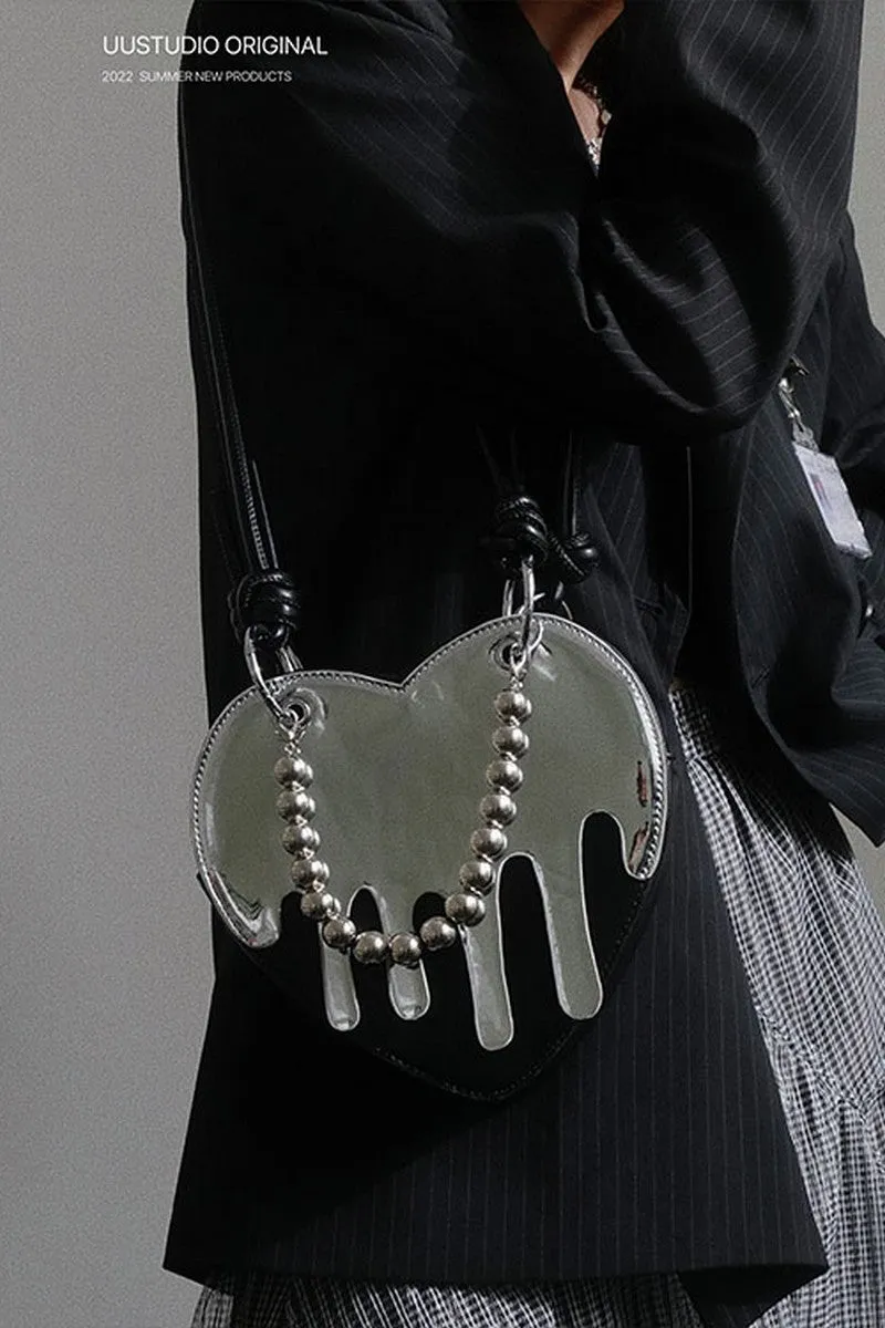 Chrome Liquid Heart-Shaped Bag