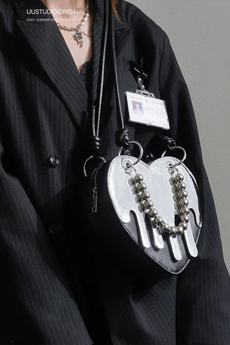 Chrome Liquid Heart-Shaped Bag