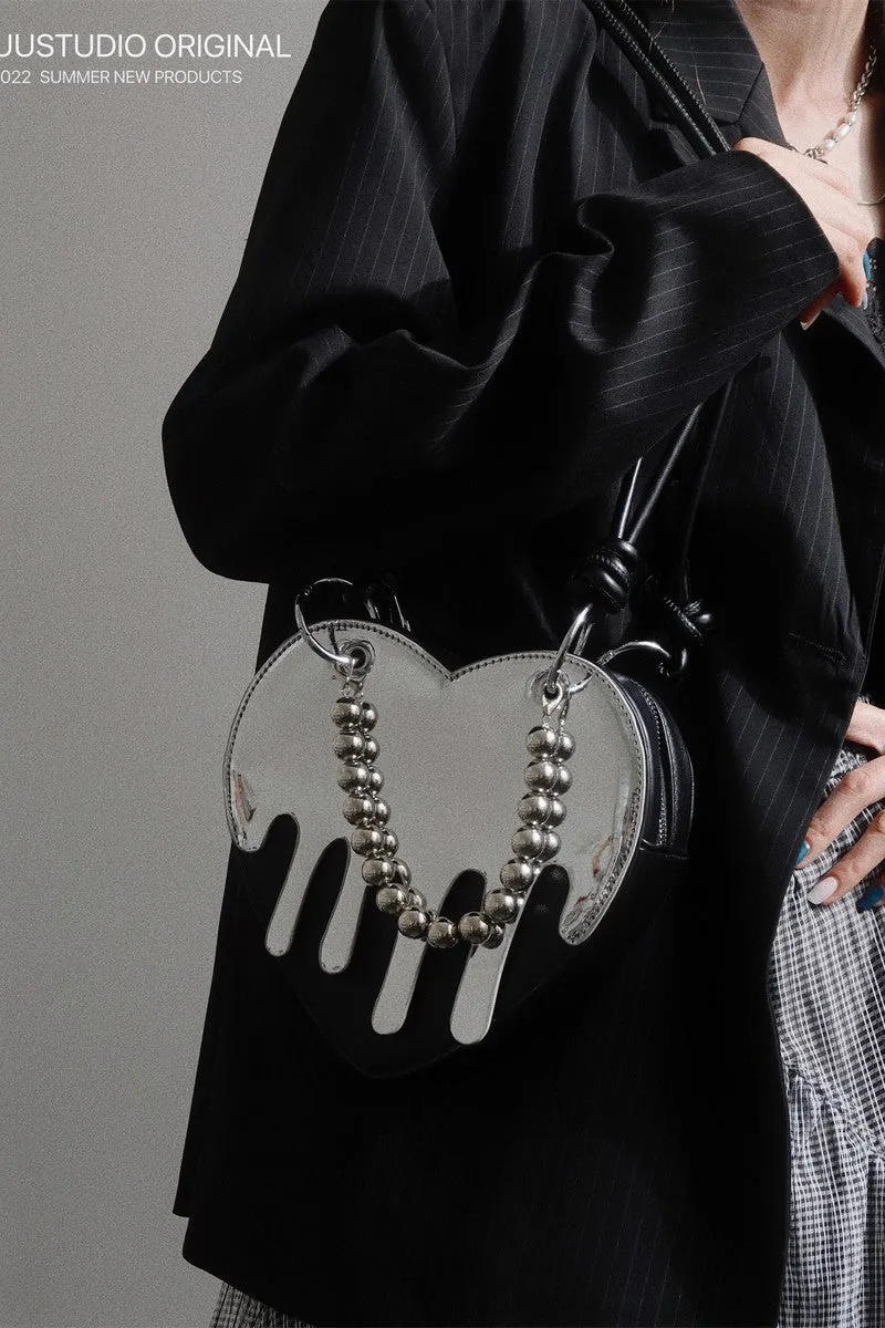 Chrome Liquid Heart-Shaped Bag