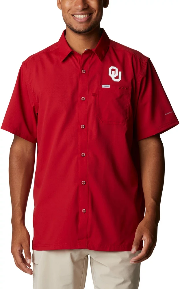 Columbia Sportswear Men's University of Oklahoma Slack Tide Flag Camp Button Down Shirt