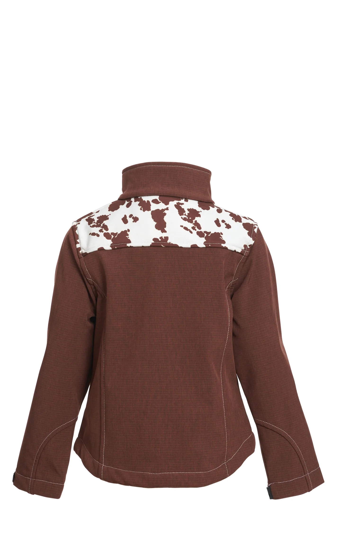 Cowgirl Hardware Girl's Cinnamon Clay & Cow Print Yoke Softshell Jacket