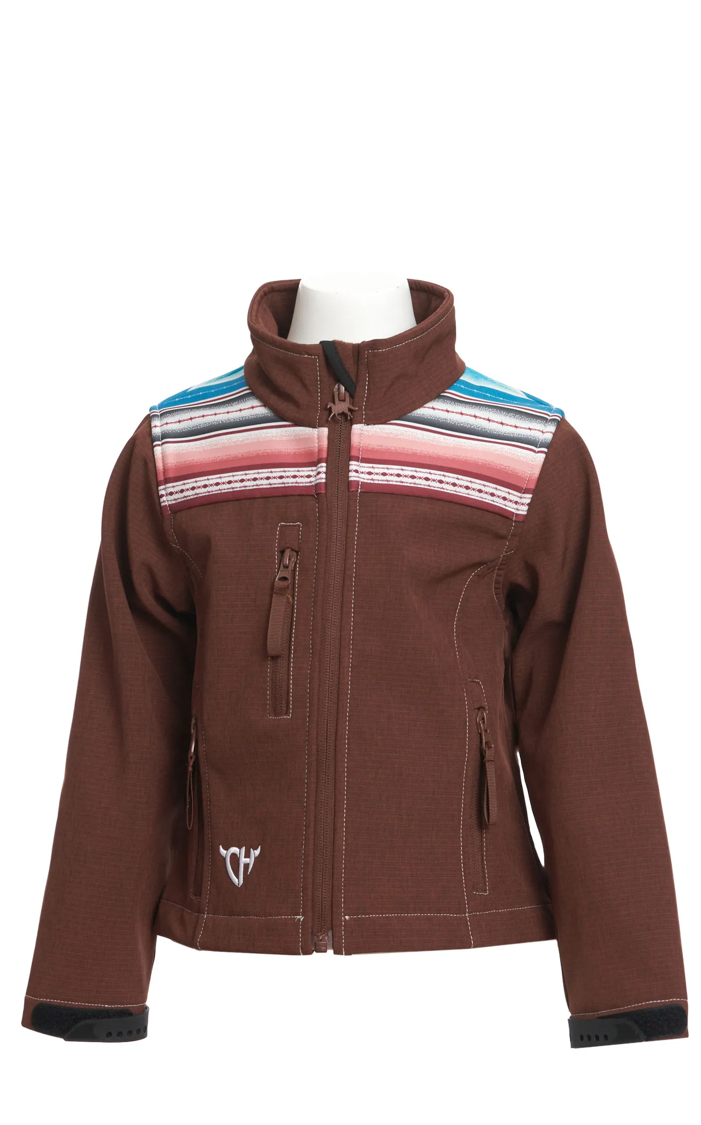 Cowgirl Hardware Girl's Cinnamon Clay & Serape Yoke Softshell Jacket